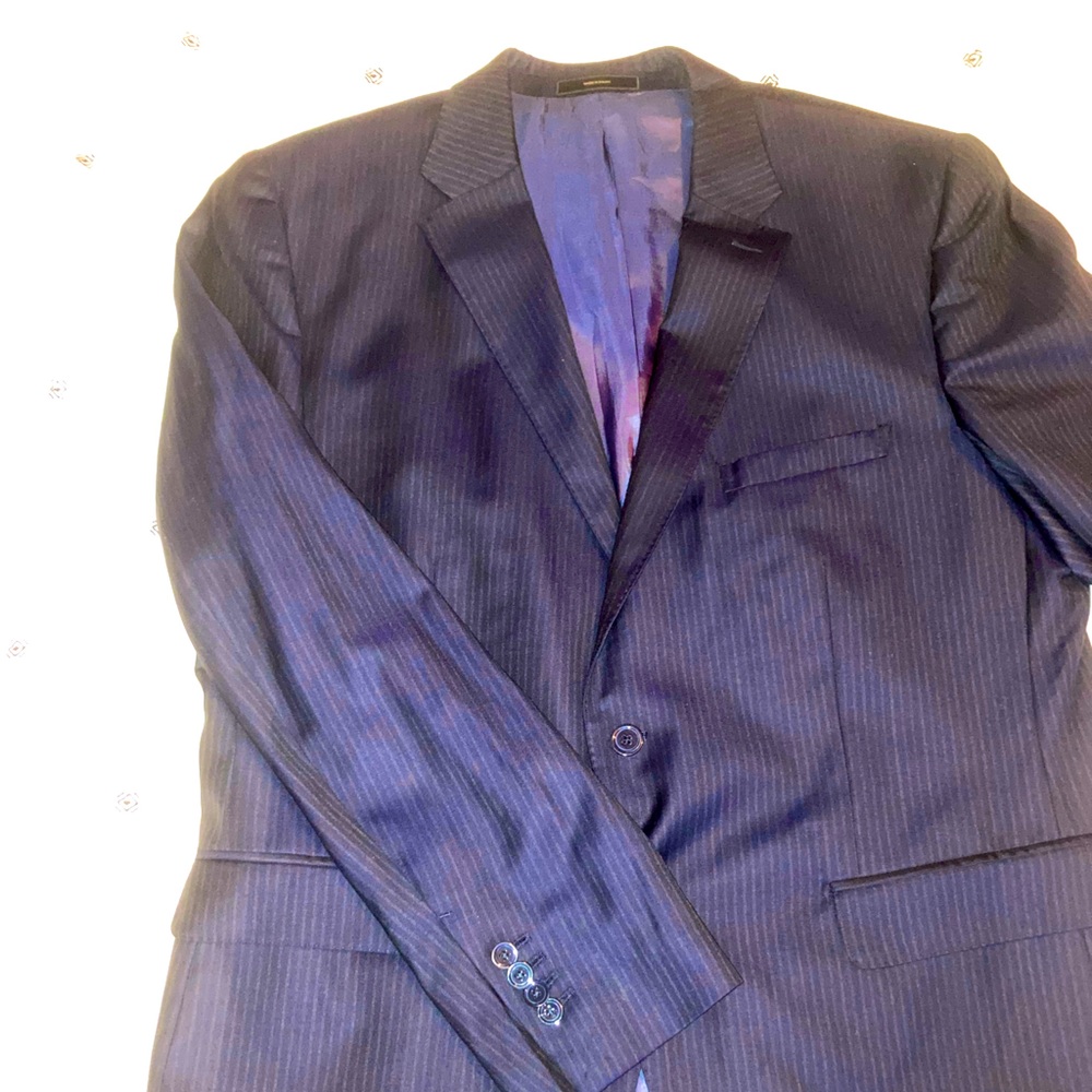 Massimo Dutti Men’s Blazer Deep Blue w/Pin Stripes Size US 48
